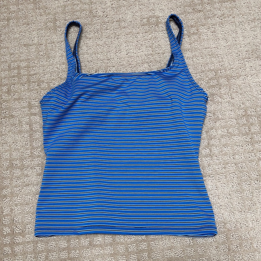 Nautica Women's Blue and White Striped Swim Camisole